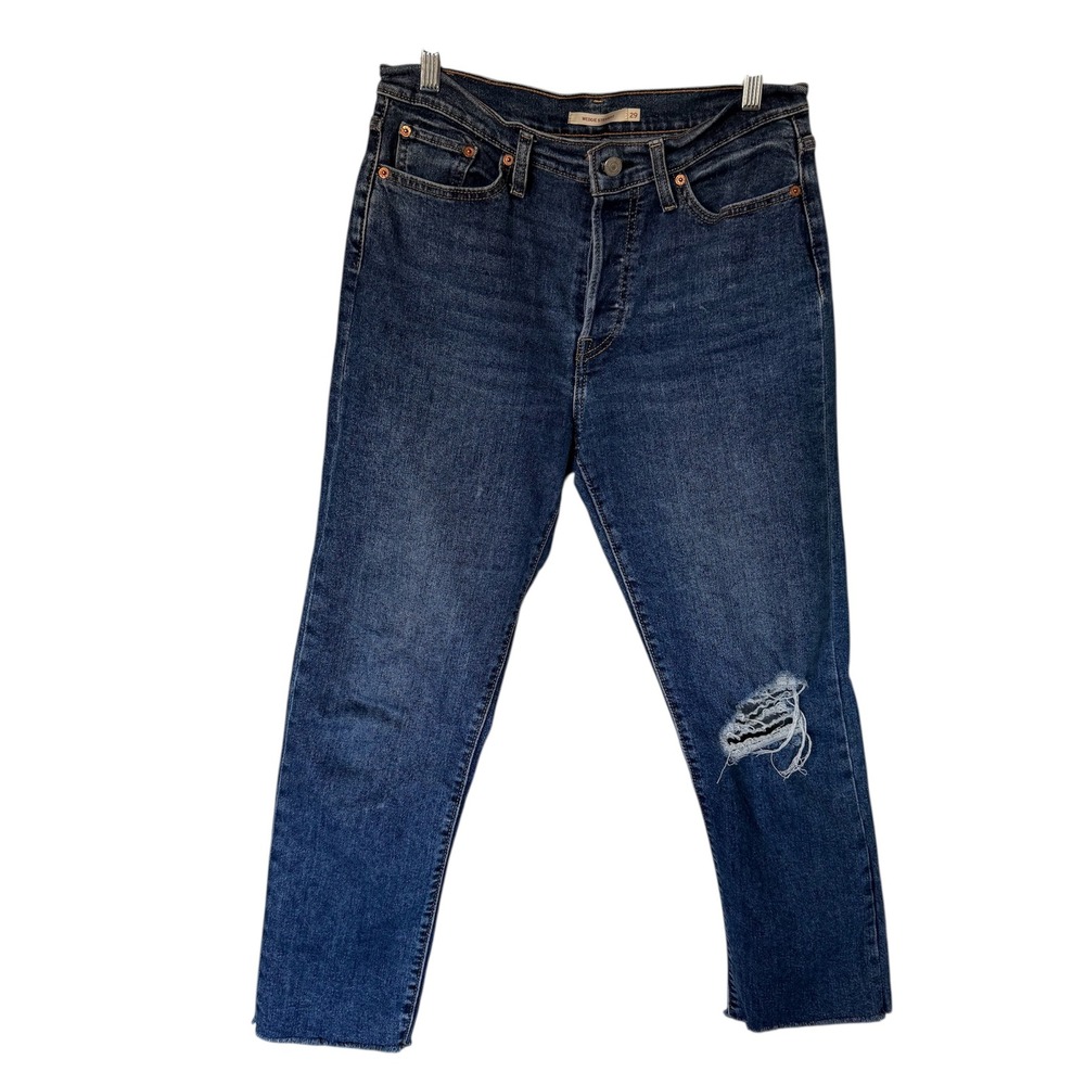Levi's Wedgie Straight Jeans Distressed‎ Medium Wash Size 29